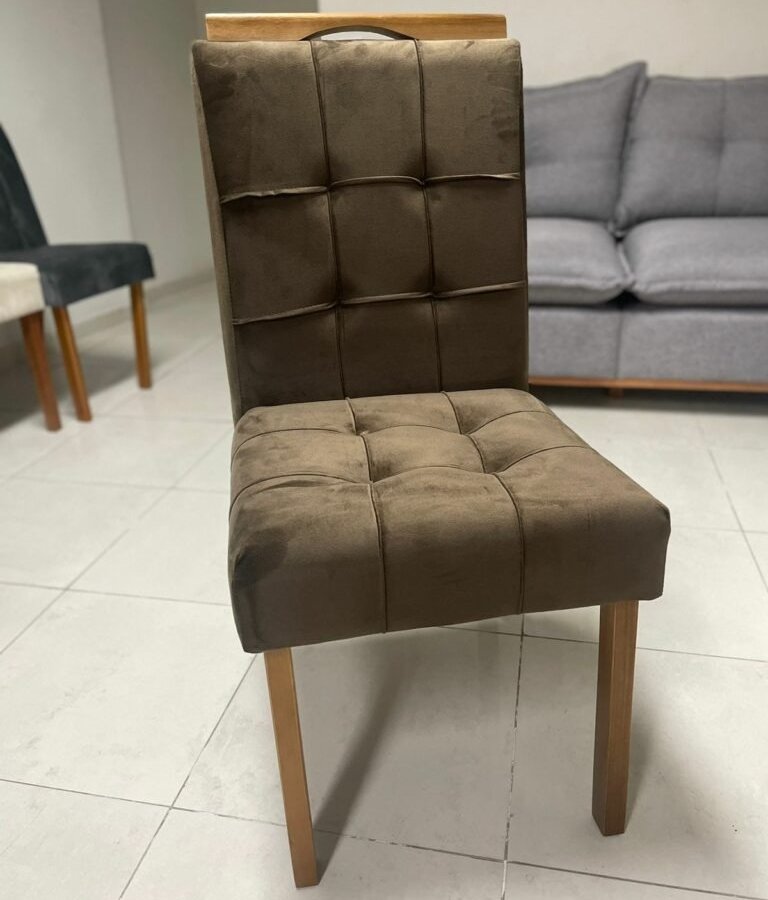 Mesa Salinas 90 (Tampo Dakota s/ vidro) Cinamomo com 4 Cadeiras Sophia Veludo Marrom – CEL MÓVEIS + WM DECOR - Imagem 2