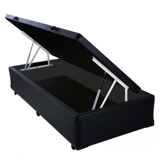 Base Box Solteiro Baú Corino Preto - BIOSTAR