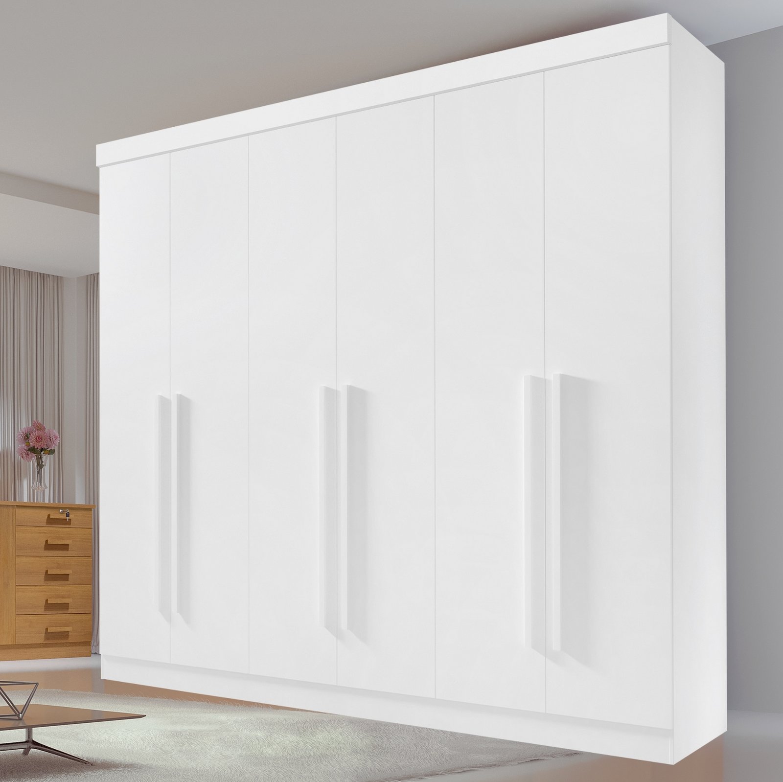 Guarda-Roupa 6 Portas Da Vinci 2,75 m Branco - D'DORO MÓVEIS