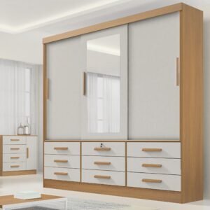 Guarda-Roupa 3 Portas Meridian 2,00 m Cinamomo/Off White - D'DORO MÓVEIS