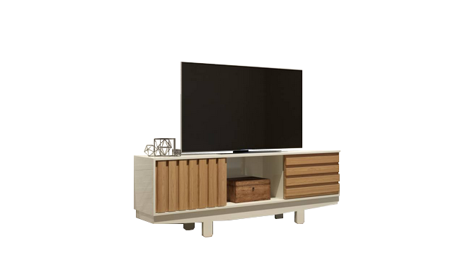 Rack até 60" Vintage TB220 Off White/Freijó - DALLA COSTA - Imagem 2