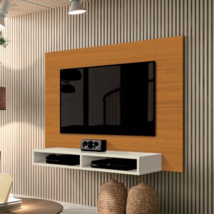 Painel até 43" Fox New Cedro/Off White - EDN MÓVEIS