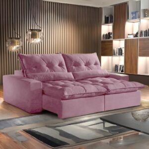 Sofá Retrátil e Reclinável Avalon  2,00 m Rosé - IMPÉRIO ESTOFADOS