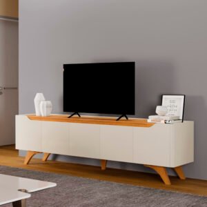 Rack até 75" Atenas 2.2 Off White/Naturale - MAVAULAR