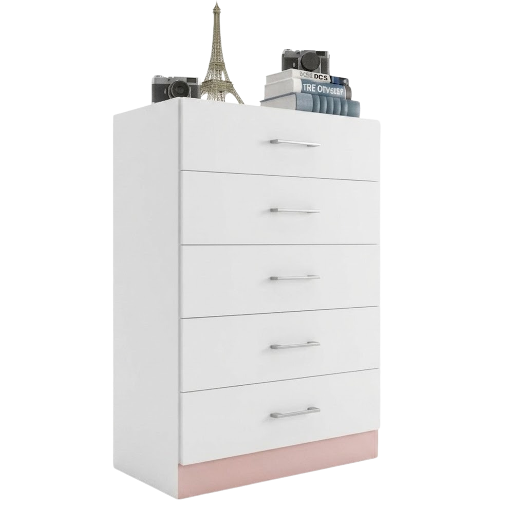 Cômoda 5 Gavetas Aruba Branco/Rosa/Azul Flex - FELLICCI - Imagem 7