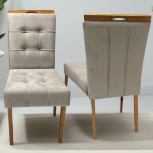 Kit 2 Cadeiras Sophia Veludo Bege 100 - WM DECOR