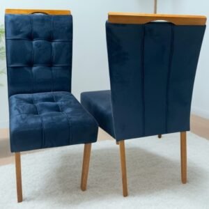 Kit 2 Cadeiras Sophia Veludo Azul 107 - WM DECOR