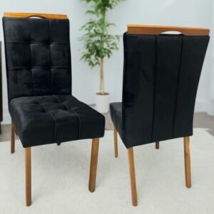 Kit 2 Cadeiras Sophia Veludo Preto - WM DECOR