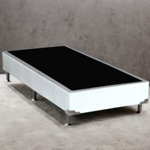 Base Box Solteiro Simples Corino Branco - ALTO NÍVEL CAMAS E COLCHÕES
