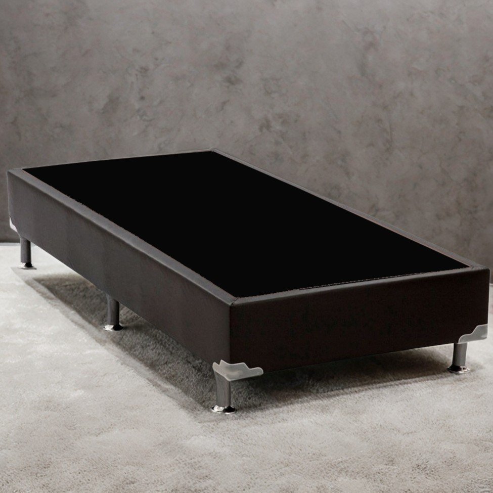 Base Box Solteiro Simples Corino Preto - ALTO NÍVEL CAMAS E COLCHÕES