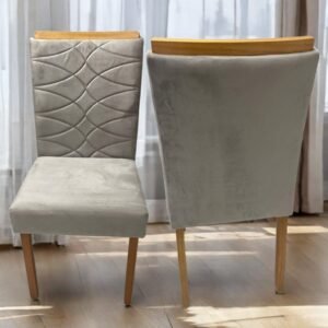Kit 2 Cadeiras Safira Veludo Bege 100 - WM DECOR