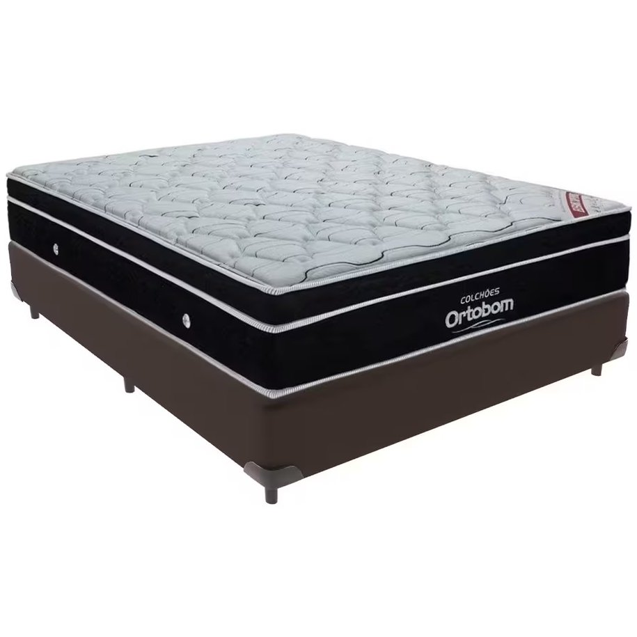 Colchão Casal Elegant Superpocket 28 cm D33 Molas Ensacadas + Base Simples Corino Marrom – ORTOBOM + BIOSTAR - Imagem 2