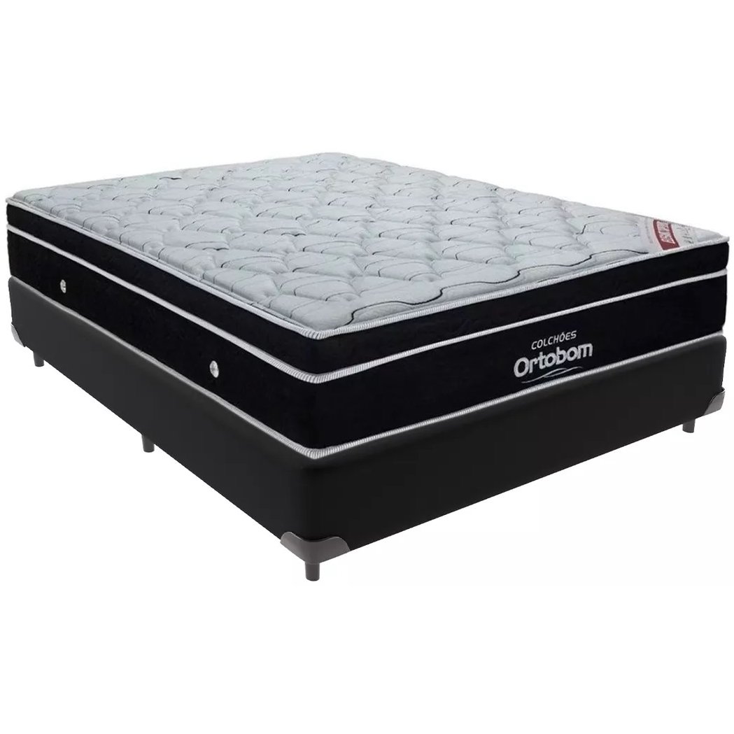 Colchão Casal Elegant Superpocket 28 cm D33 Molas Ensacadas + Base Simples Corino Preto – ORTOBOM + BIOSTAR - Imagem 2